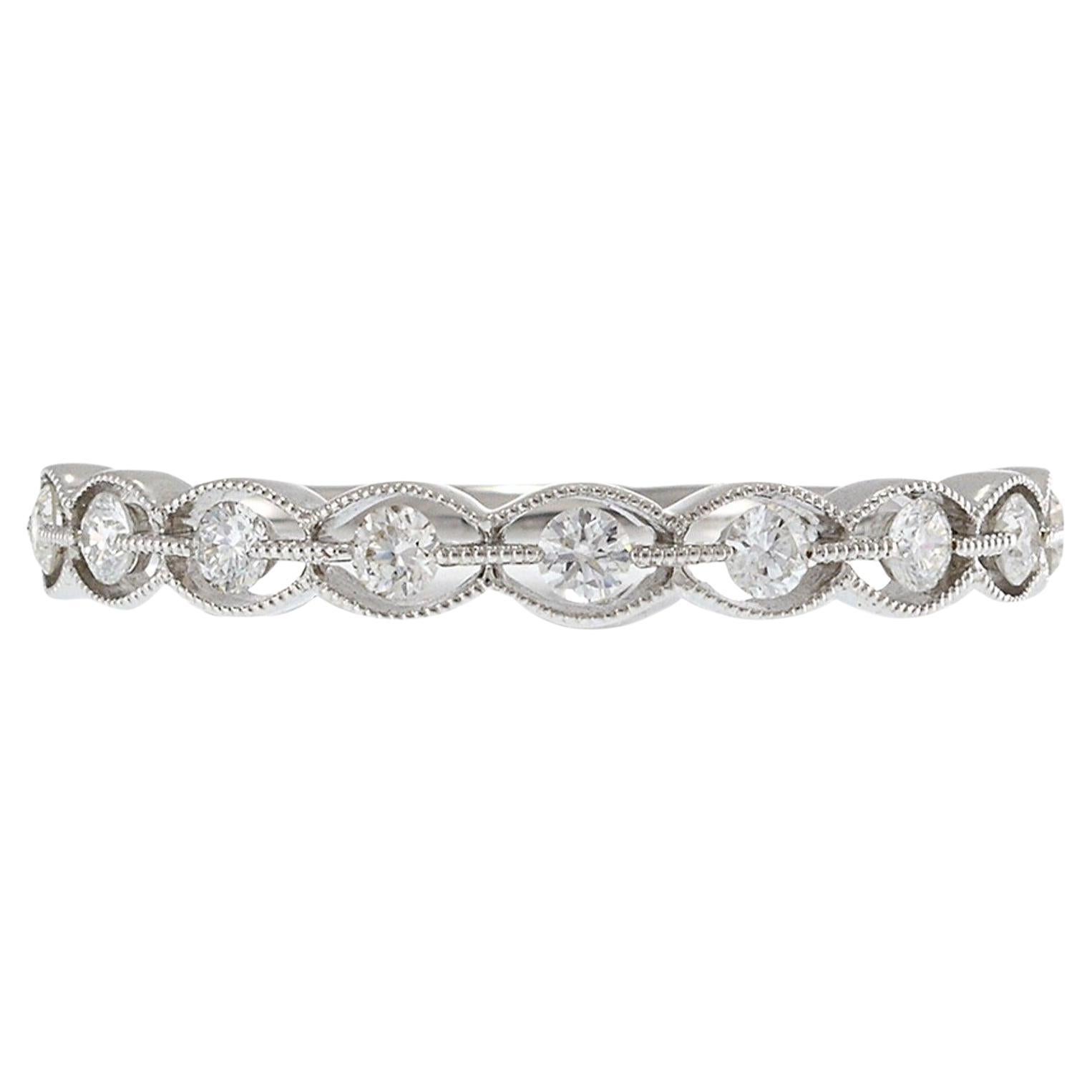 Fascia con diamanti in oro bianco 18KT con dettagli in filigrana in vendita