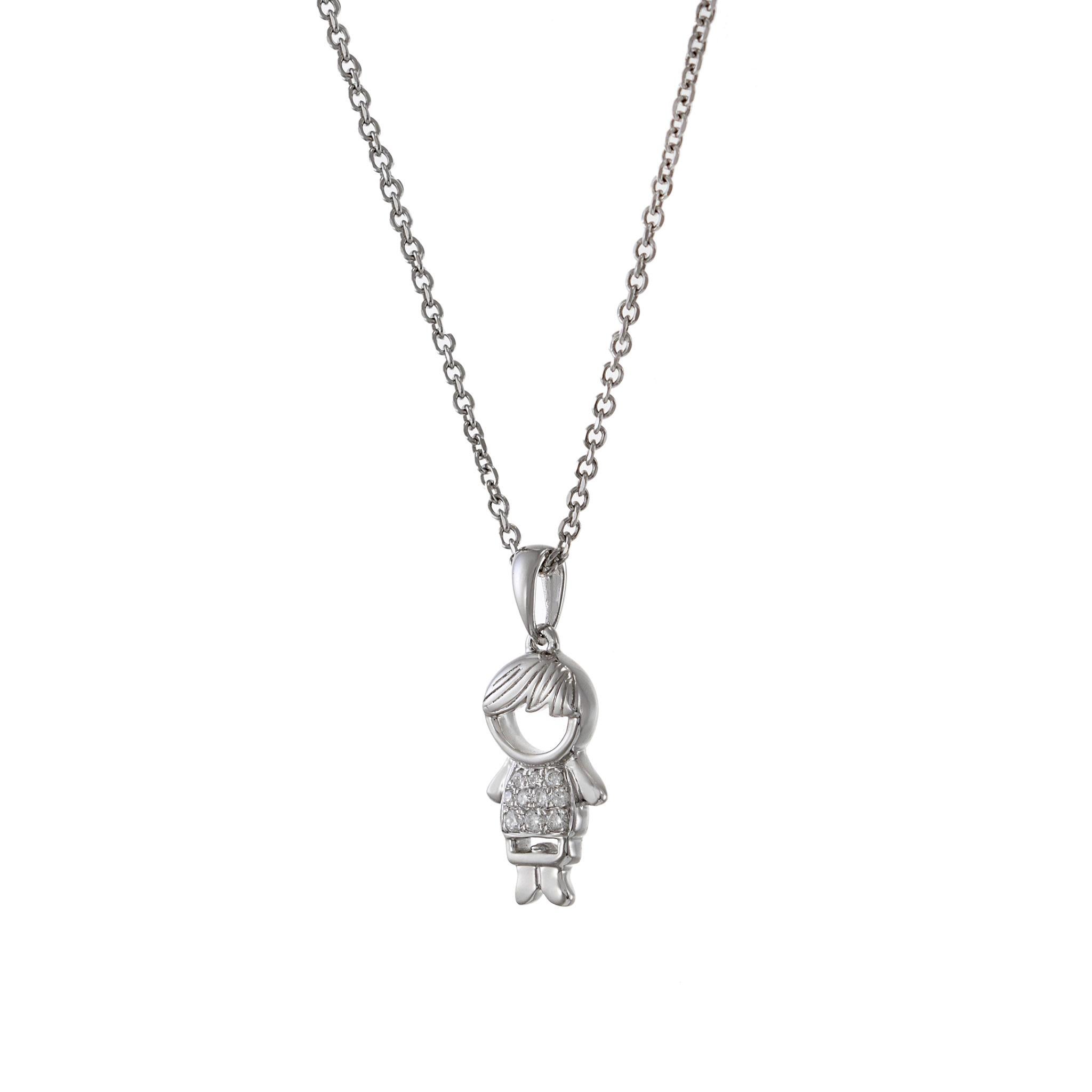 Moderno Ciondolo Charm Boy in oro bianco 18KT con diamante in vendita