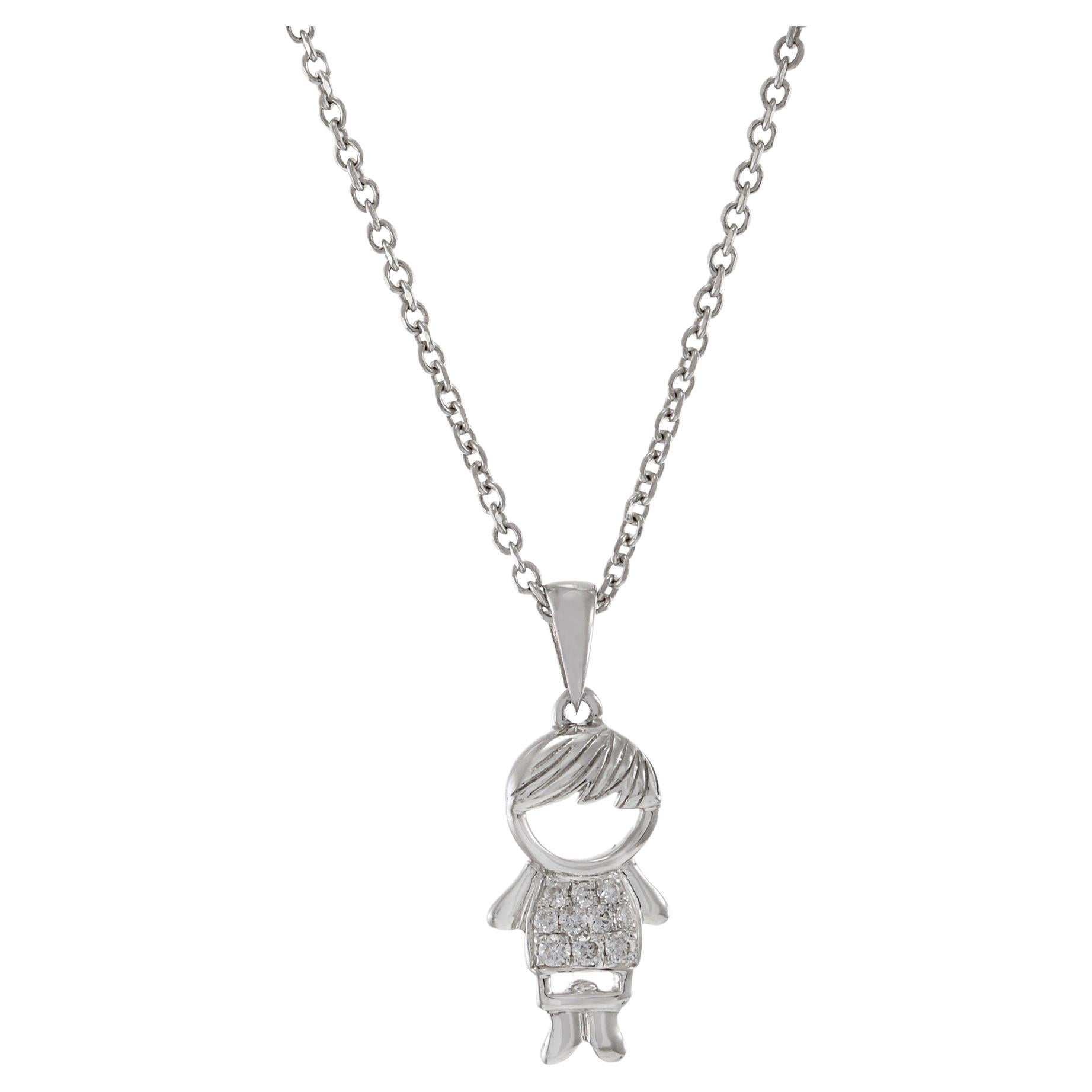 18KT White Gold Diamond Boy Charm Pendant