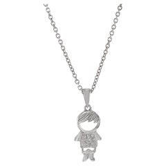18KT White Gold Diamond Boy Charm Pendant