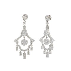 18KT Weißgold Diamant-Kronleuchter-Ohrringe