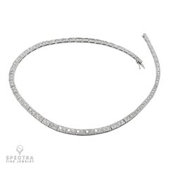 18K White Gold Diamond Choker Necklace, 8.00ct, Contemporary Design
