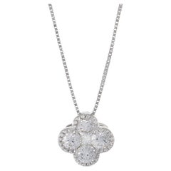 18KT White Gold Diamond Clover Necklace
