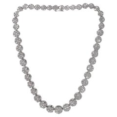 18KT Weißgold Diamant Cluster Line Halskette - 30 Karat