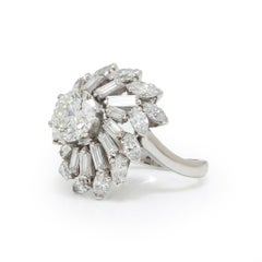 18KT White Gold Diamond Cluster Ring with 2.50ct Centre Diamond