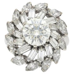 18KT White Gold Diamond Cluster Ring with 2.50ct Centre Diamond