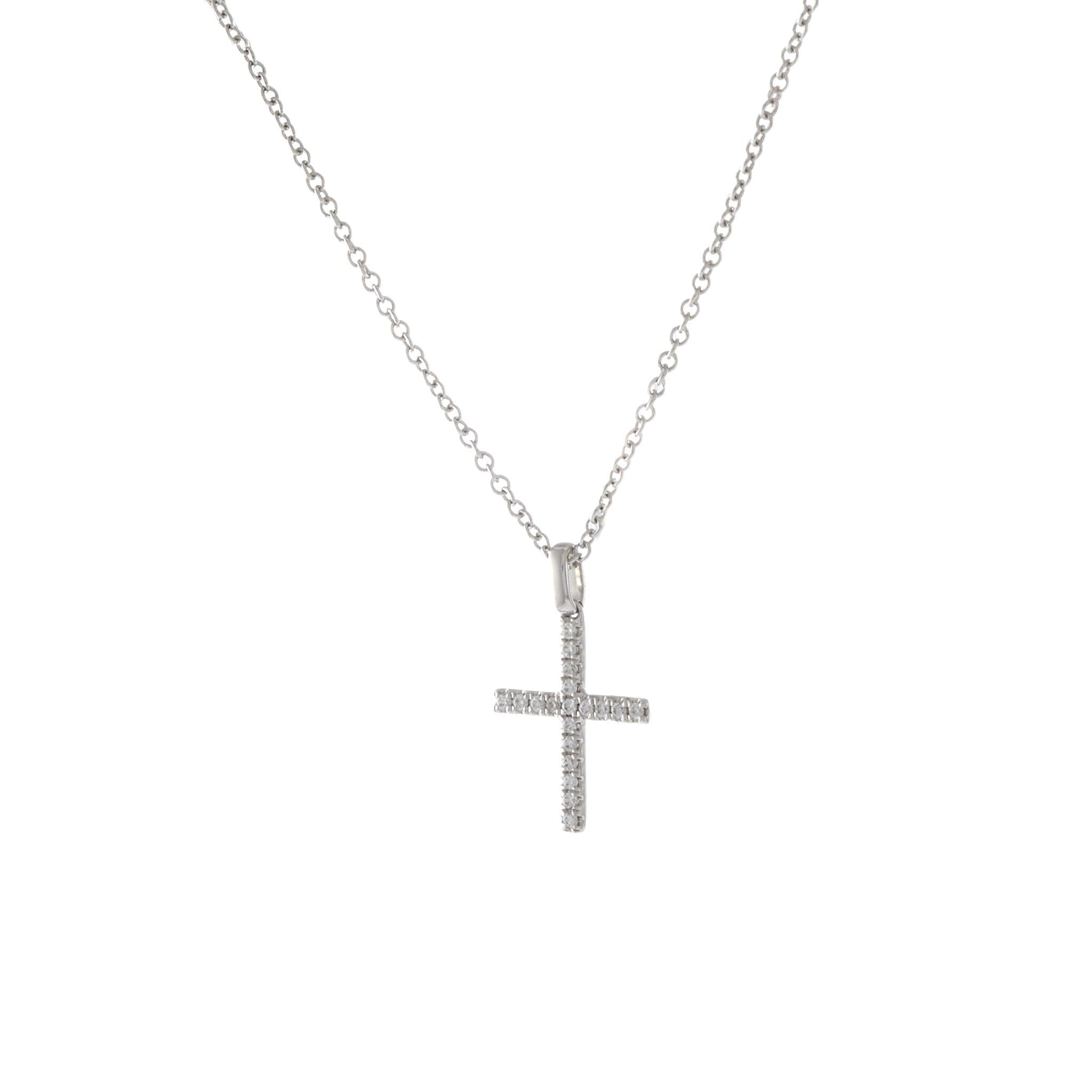 Moderno Ciondolo a forma di croce con diamante in oro bianco 18KT in vendita