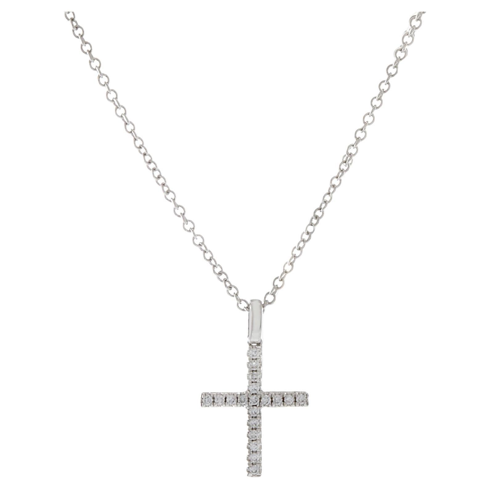 18KT White Gold Diamond Cross Pendant