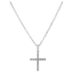 18KT White Gold Diamond Cross Pendant