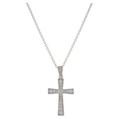 18KT White Gold Diamond Cross Pendant
