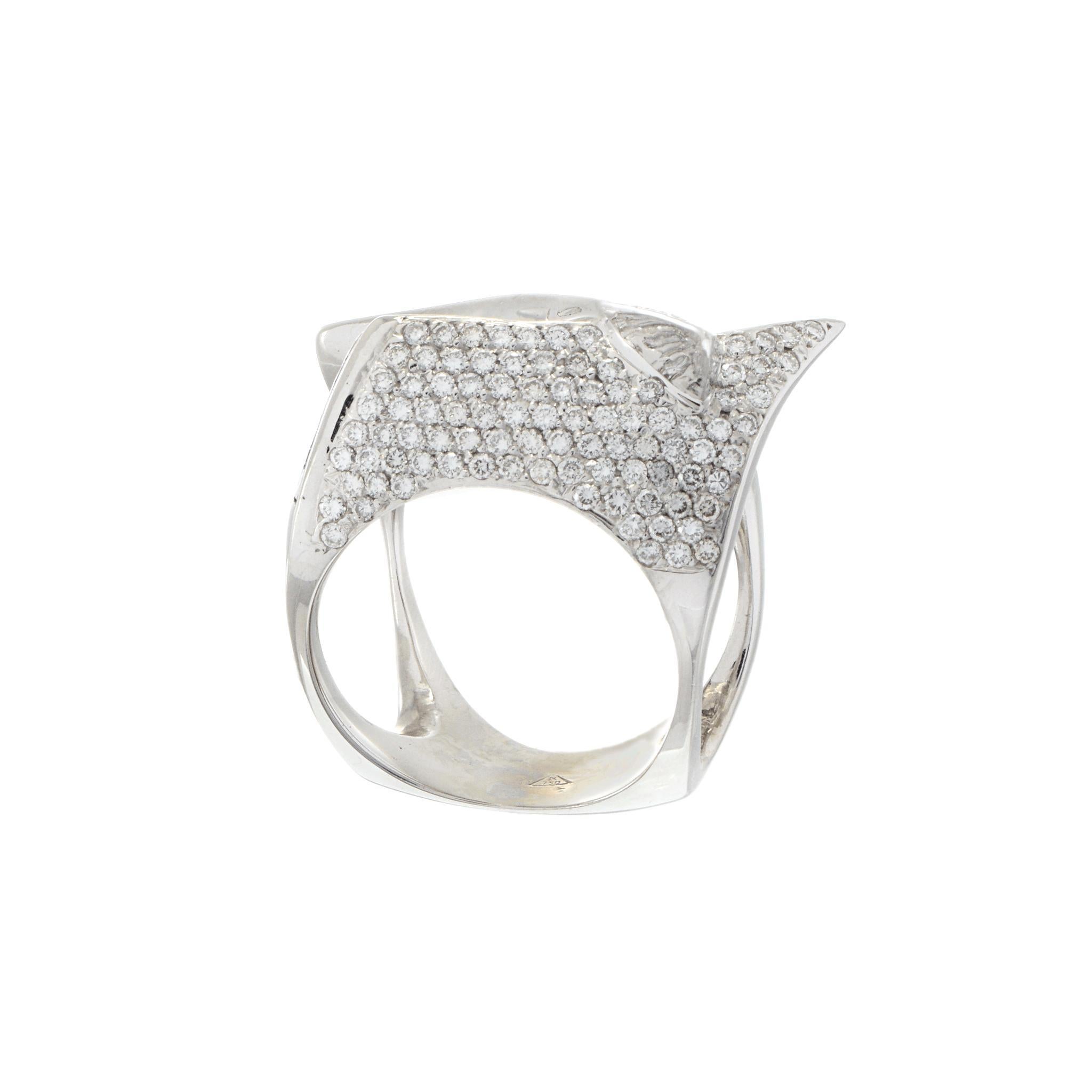 Anello Crossover con diamanti in oro bianco 18KT in vendita 3