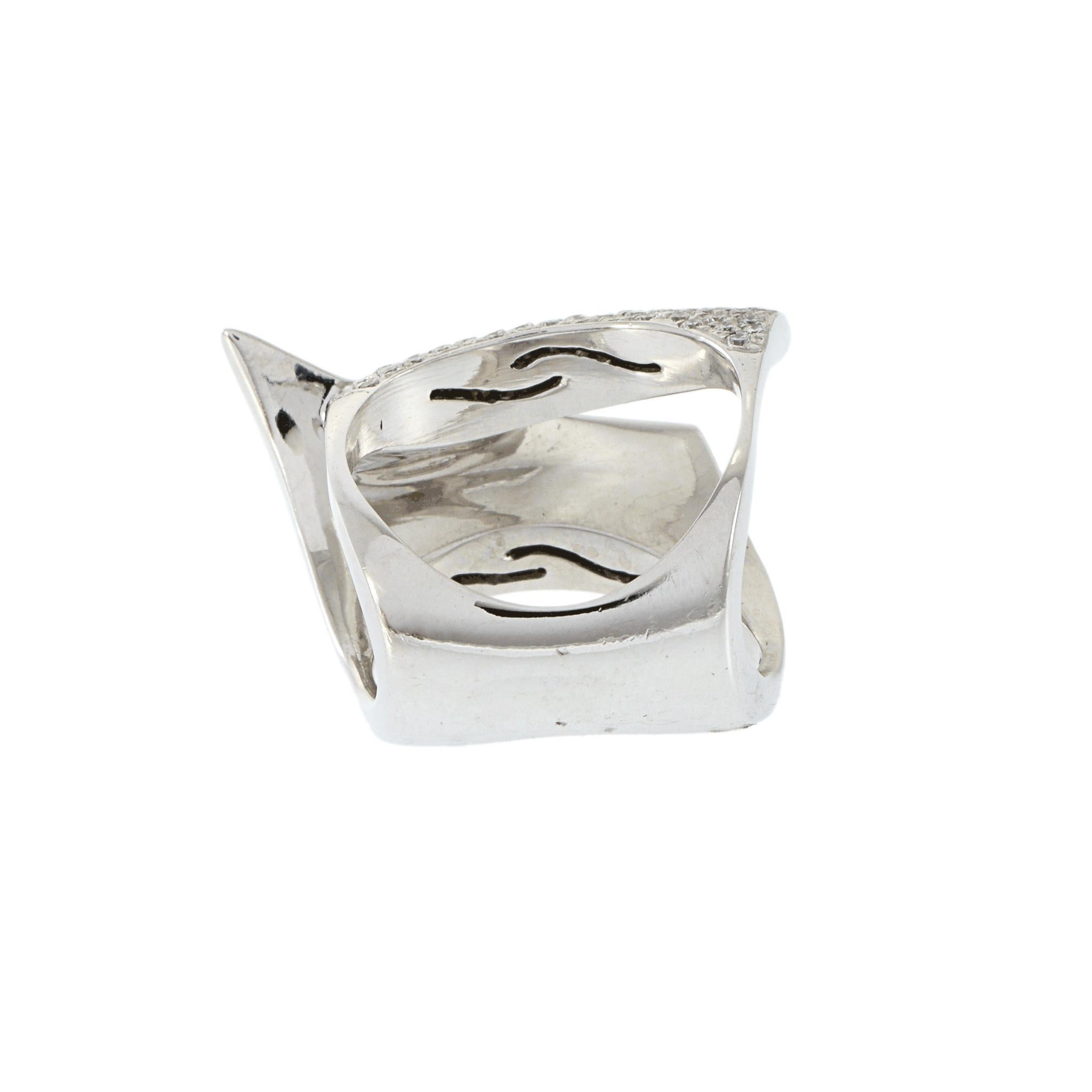 Anello Crossover con diamanti in oro bianco 18KT in vendita 4