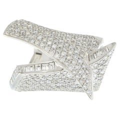 18KT White Gold Diamond Crossover Ring