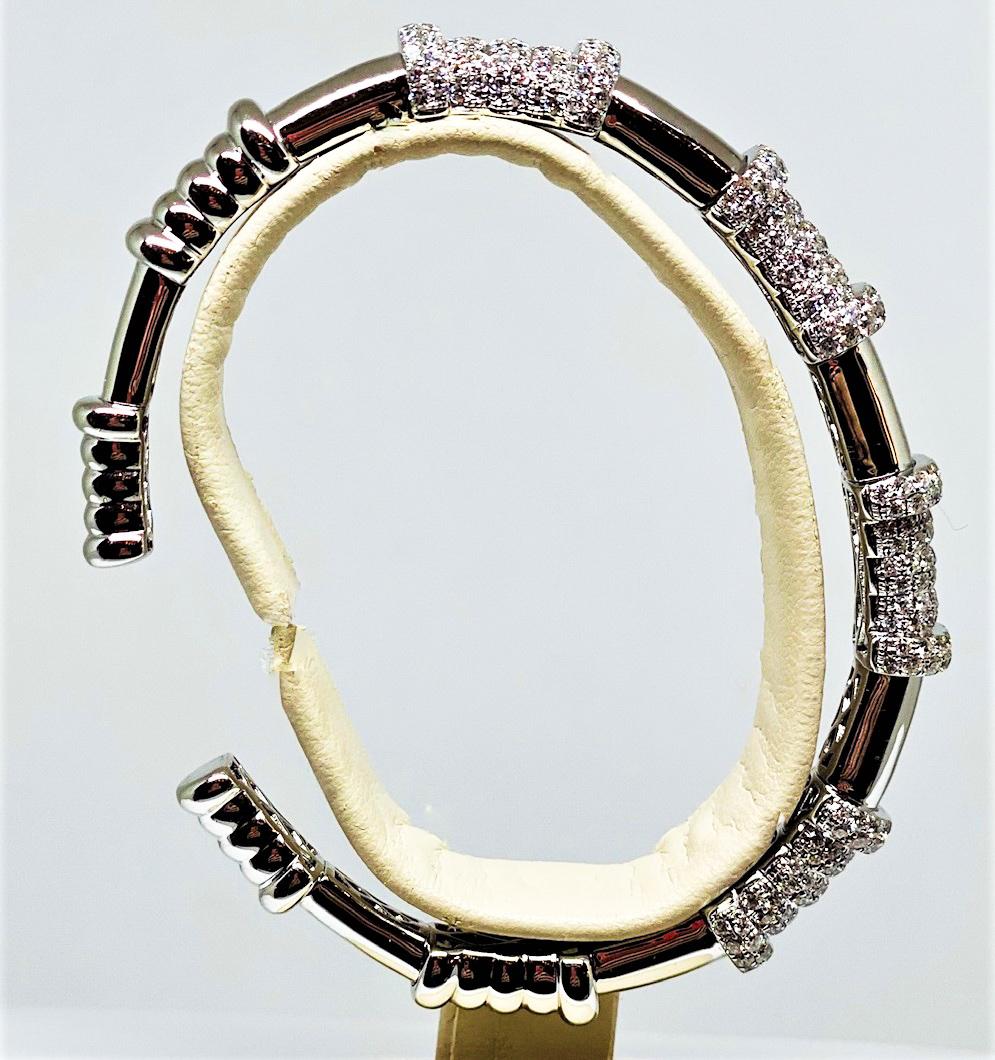 Contemporary 18KT White Gold Diamond Cuff Bracelet