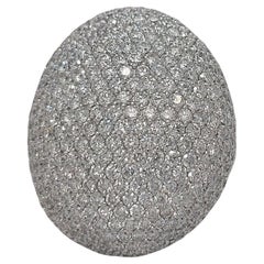 18kt White Gold Diamond Dome Ring with 9.6 Ct Top Quality Diamonds