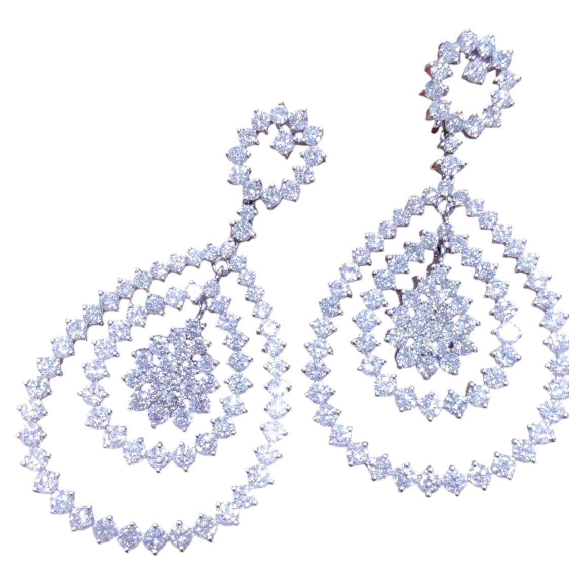 18KT White Gold Diamond Drop Earrings – 13.32CT TW DIER0115 LJJJ