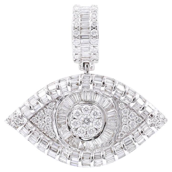 18KT Weißgold 
Diamant "Auge" Anhänger im Angebot