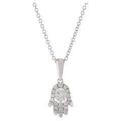18KT White Gold Diamond Hamsa Pendant