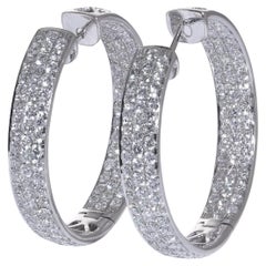 18kt White Gold Diamond Hoop Earrings