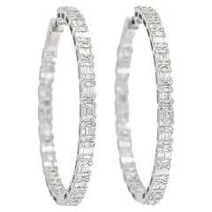 Natural Dimond 2.13 Carats 18KT White Gold 'in and Out' Hoop Earring E20248
