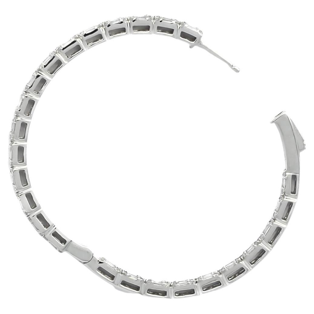 Modern  Natural Dimond 2.13 Carats 18KT White Gold 'in and Out' Hoop Earring E20248 For Sale
