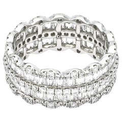 Natural Diamond 2.37 Carats 18KT White Gold Multi Row Eternity Statement Band