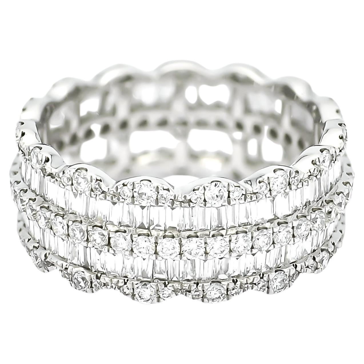 Bracelet d'éternité à plusieurs rangées de diamants en or blanc 18 carats, fantaisie moderne