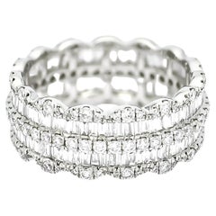 Anillo de diamantes naturales de 2,37 quilates, oro blanco de 18 quilates, de varias filas, para declaración de eternidad