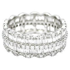 18KT White Gold Diamond Multi Row Eternity Band, Modern Statement Diamond Band