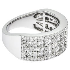 Natural Diamond 1.55 carats 18 Karat White Gold Cocktail Band Ring
