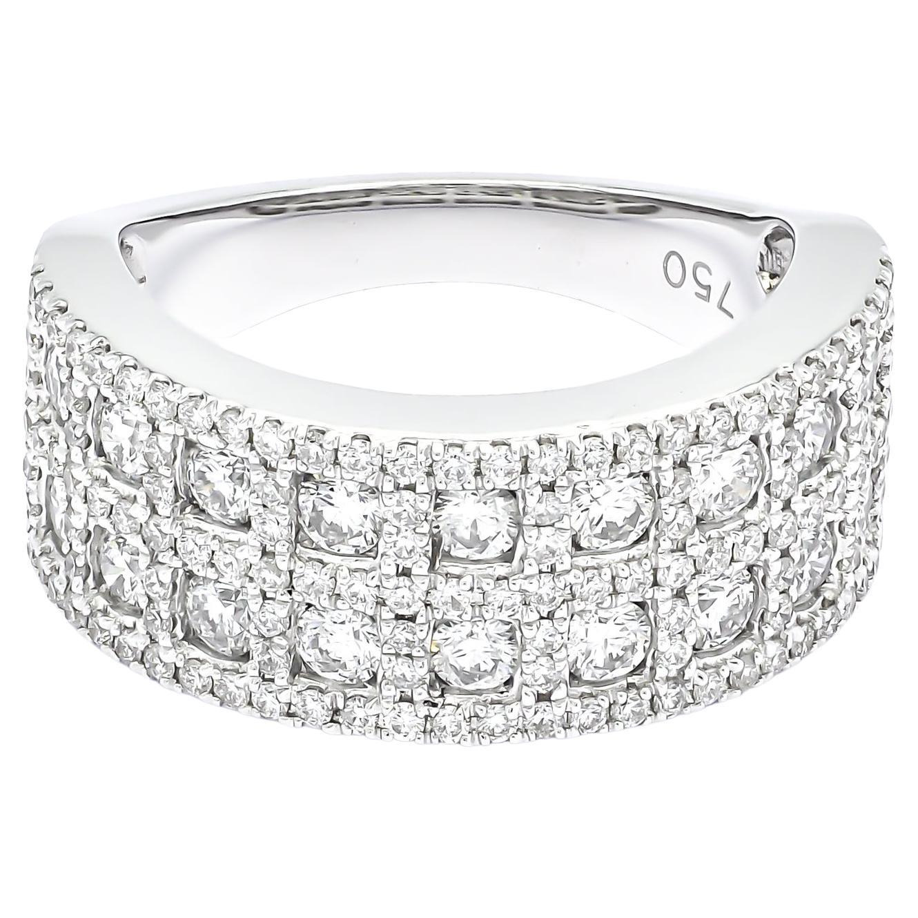 Bague cocktail en or blanc 18 carats et diamants naturels 1,55 carat en vente