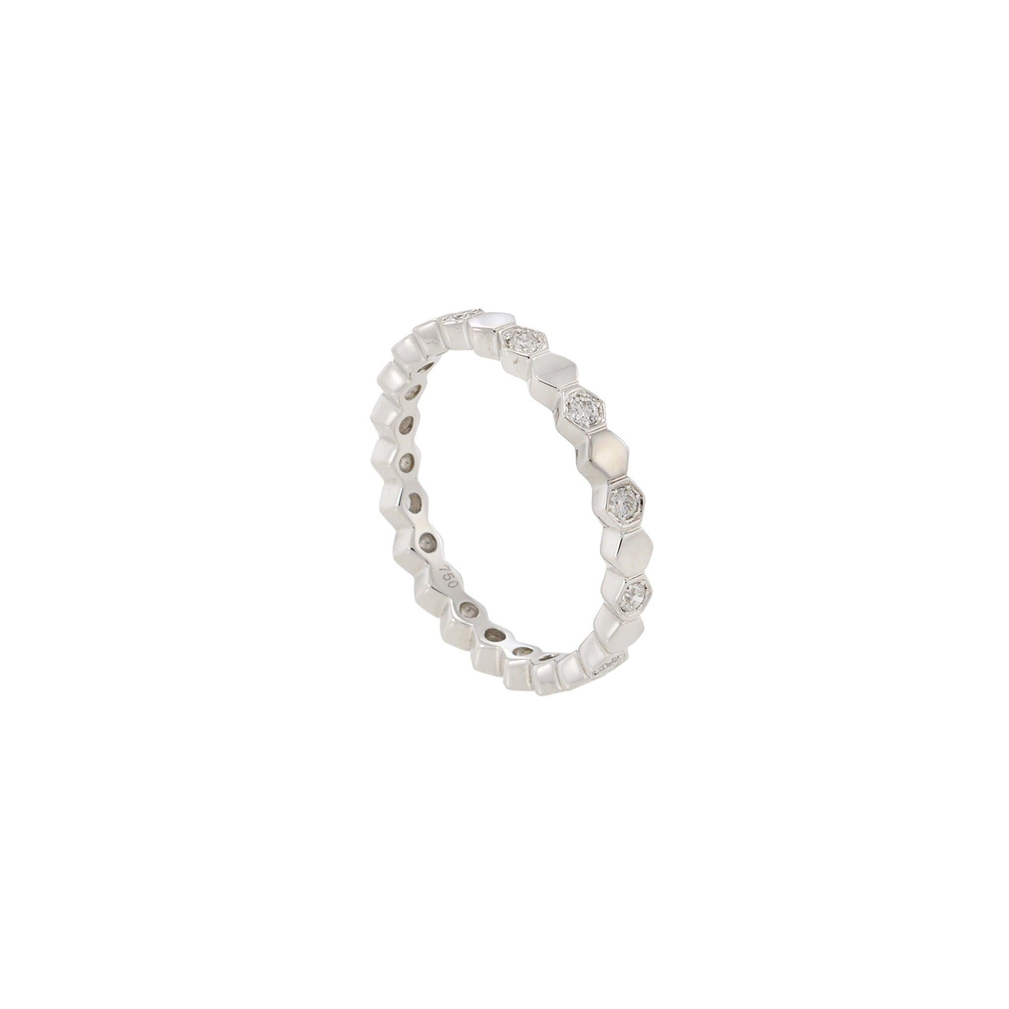 Modern 18KT White Gold Diamond Octagon Eternity Band For Sale