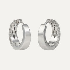 18kt White Gold Diamond Pavé Hoop Earrings, 202 Diamonds, 1 ct Total