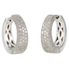 18kt White Gold Diamond Pavé Hoop Earrings, 202 Diamonds