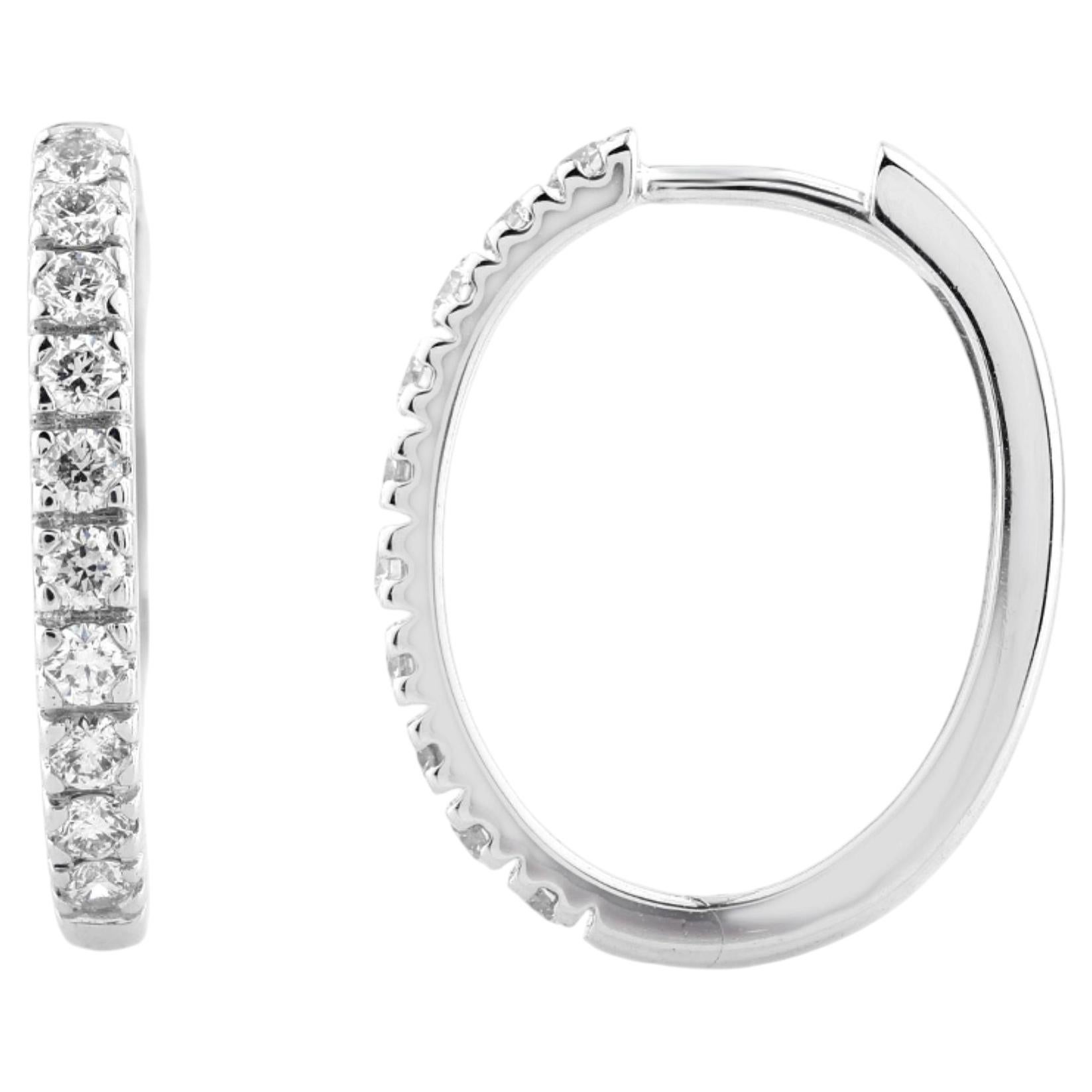 18KT Weißgold Diamant Pave Huggie Hoop Ohrringe