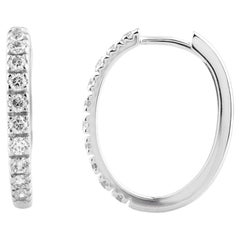18KT Weißgold Diamant Pave Huggie Hoop Ohrringe