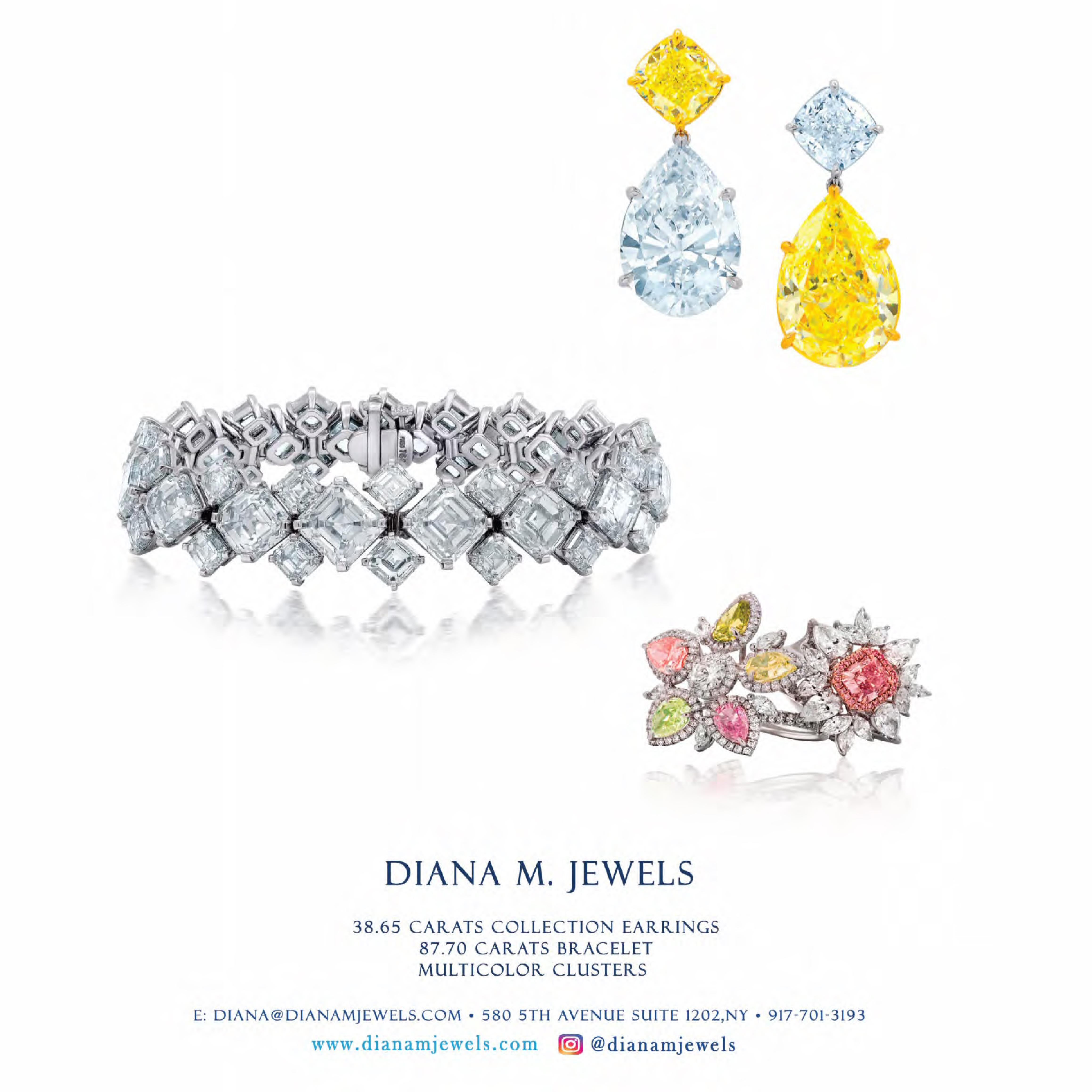 18 Karat Weißgold Diamant-Anhänger-Halskette mit gelben und weißen Diamanten im Zustand „Neu“ im Angebot in New York, NY