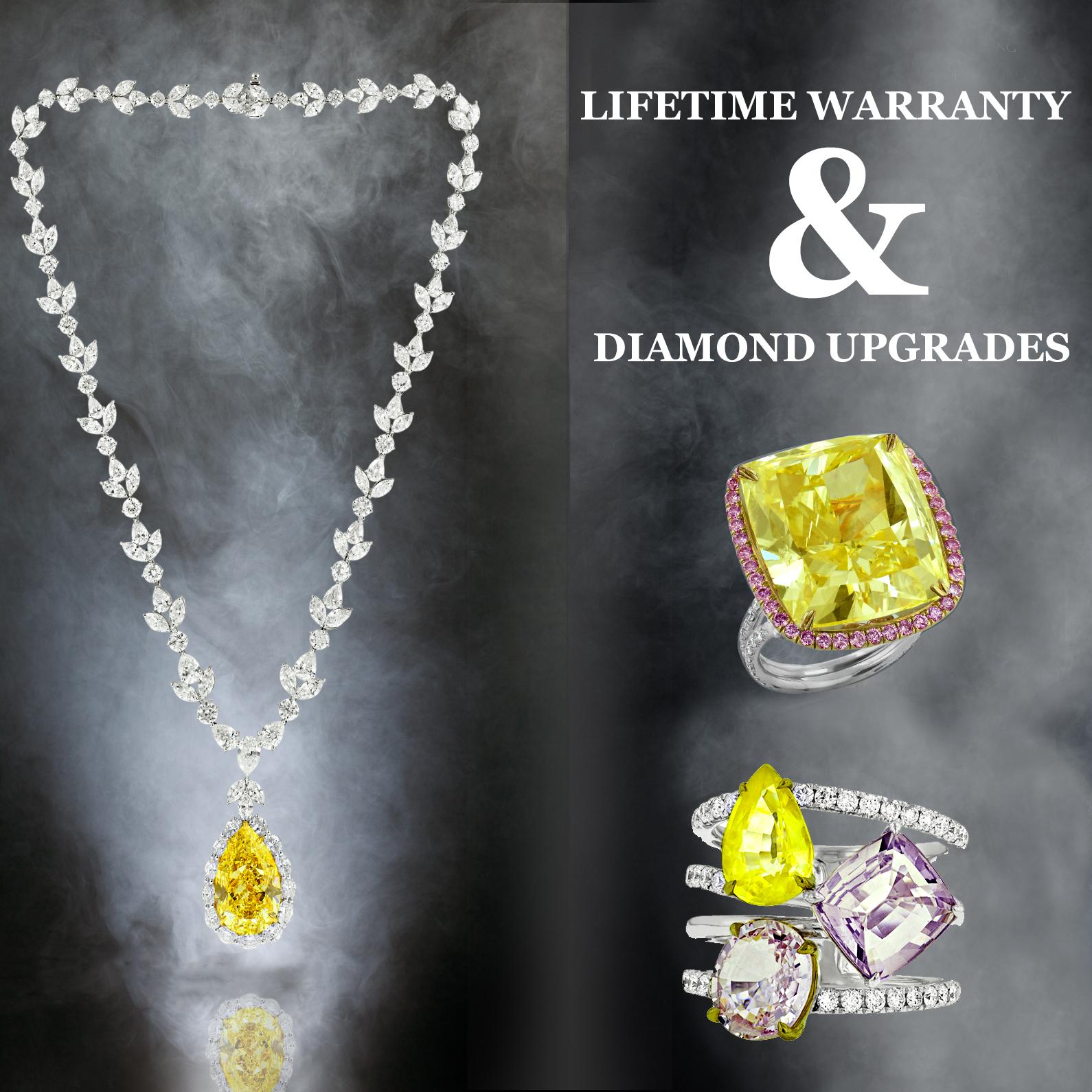 18 Karat Weißgold Diamant-Anhänger-Halskette mit gelben und weißen Diamanten Damen im Angebot