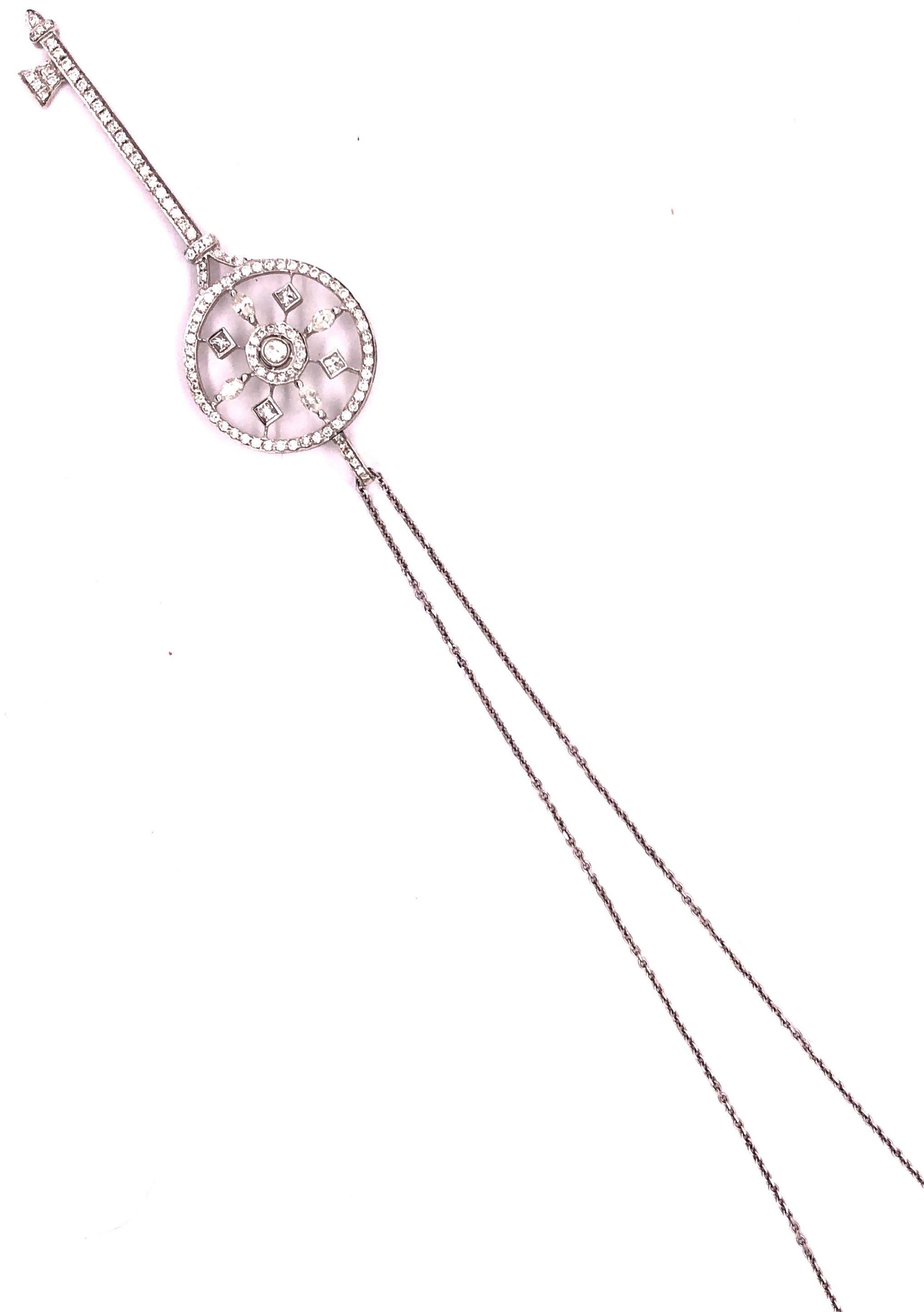 18 Karat White Gold and Diamond Petals Key Pendant Necklace, Tiffany & Co. Style 1