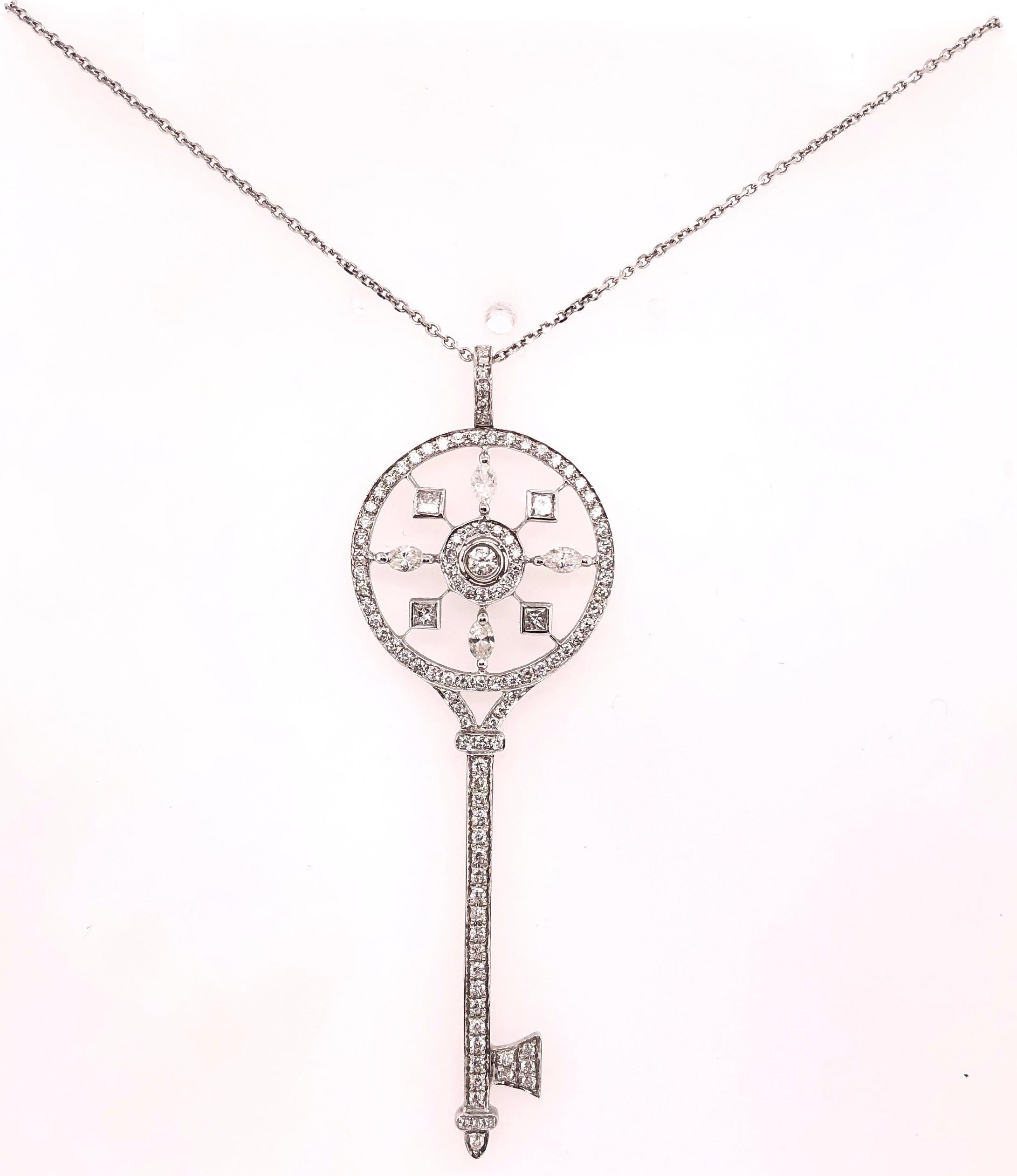 18 Karat Weißgold und Diamant-Blütenblätter Schlüsselanhänger Halskette, Tiffany & Co. Stil im Zustand „Gut“ im Angebot in Stamford, CT