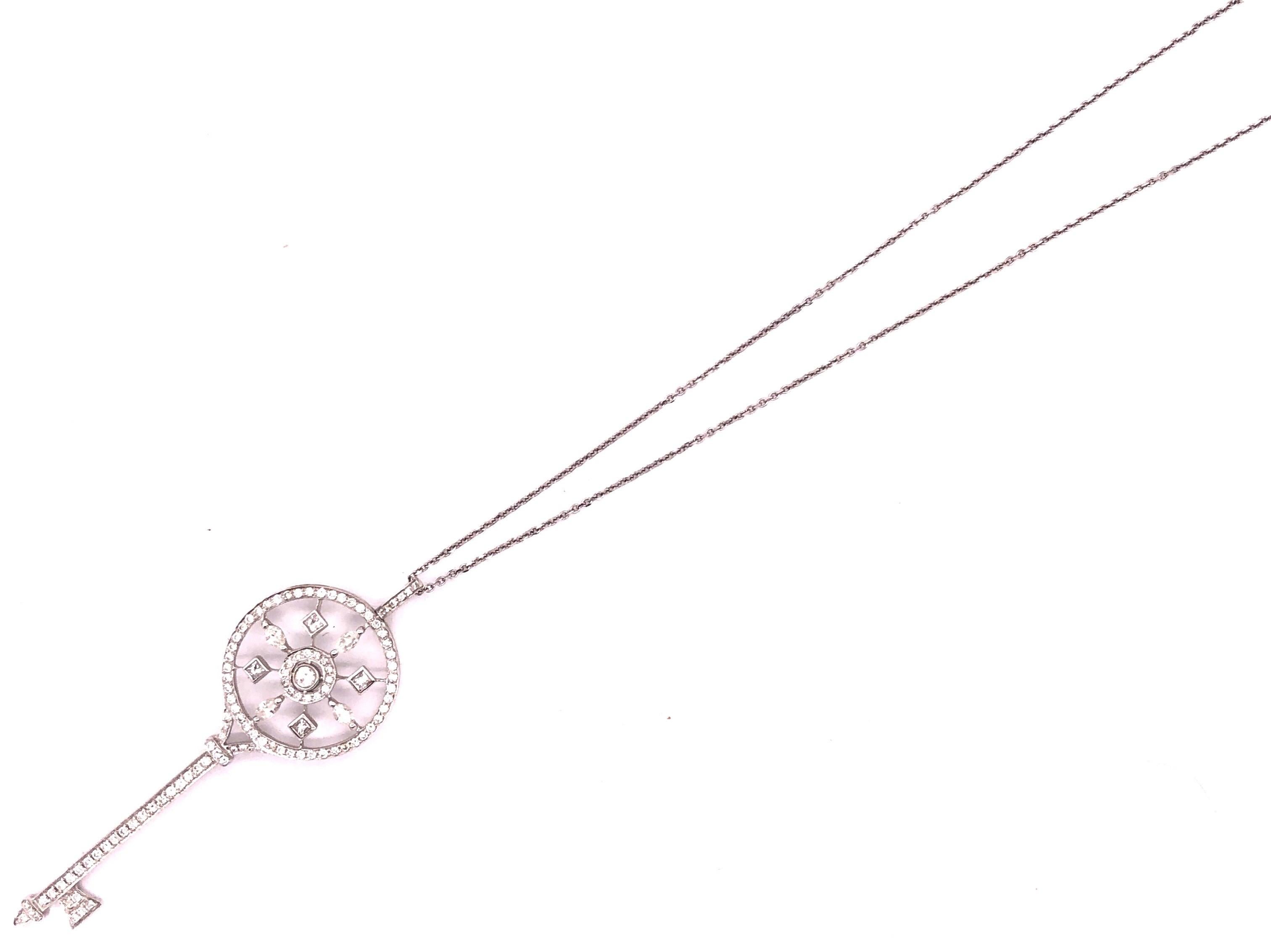 18 Karat Weißgold und Diamant-Blütenblätter Schlüsselanhänger Halskette, Tiffany & Co. Stil im Angebot 1