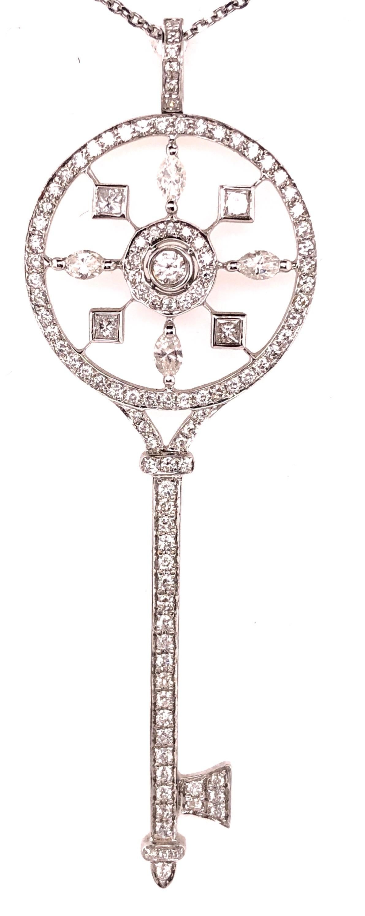 Collier pendentif clé en or blanc 18 carats et pétales de diamants, Tiffany & Co. Style en vente 3