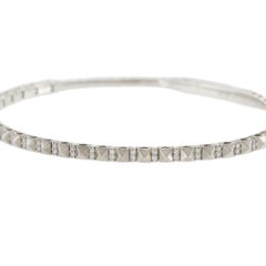 18KT White Gold Diamond Pyramid Link Flex Bangle Bracelet