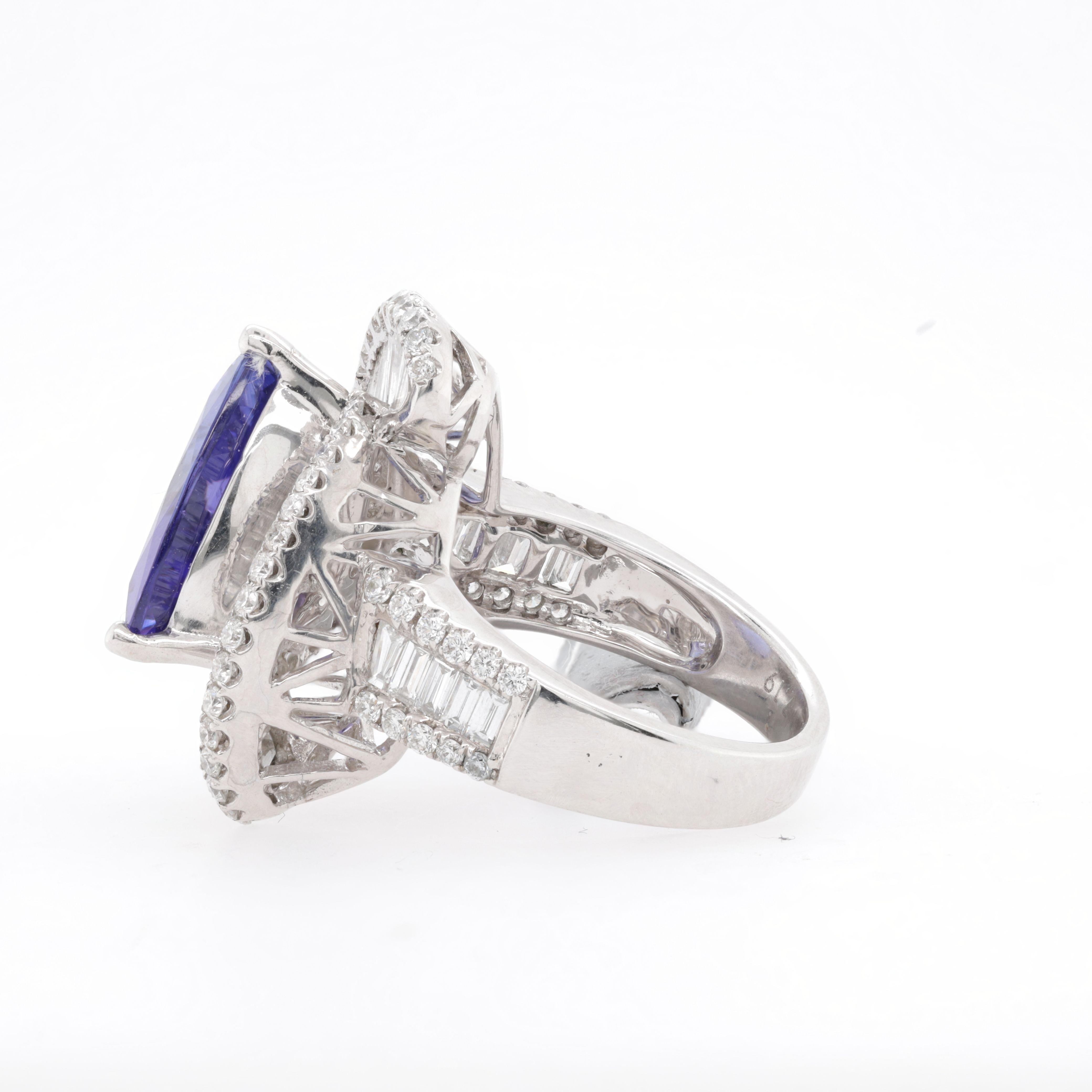Women's 18kt White Gold Diamond Ring with 7.19cts Tanzanite and 3.20cts Diamonds For Sale