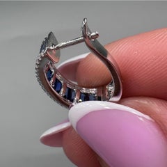 18KT White Gold Diamond & Sapphire Earrings