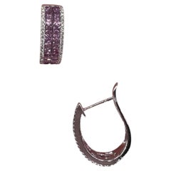 18KT White Gold Diamond & Sapphire Earrings