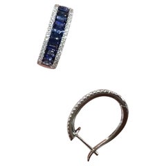 18KT White Gold Diamond & Sapphire Earrings