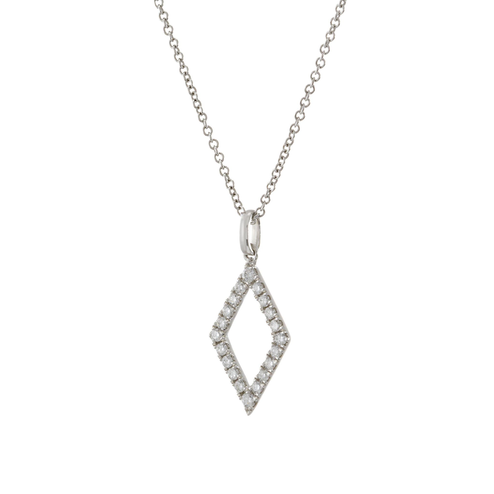 Moderno Ciondolo a forma di diamante in oro bianco 18KT in vendita