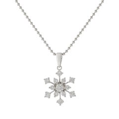 18KT White Gold Diamond Snowflake Pendant With Chain