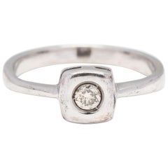 Vintage 18 Karat White Gold Diamond Solitaire Ring